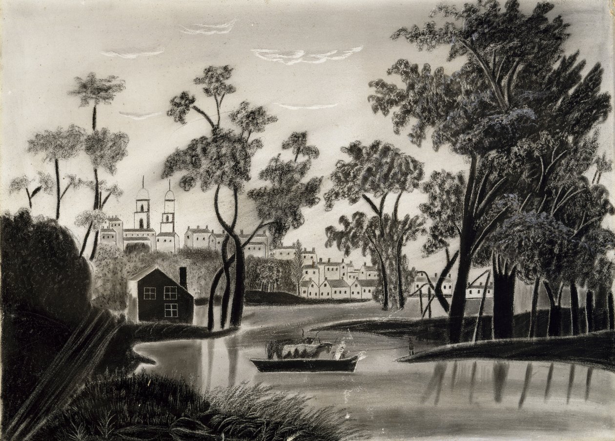 Pastorale Szene, wahrscheinlich 1825-1850 (Graphit auf Sandpapier) von William Guy after Wall