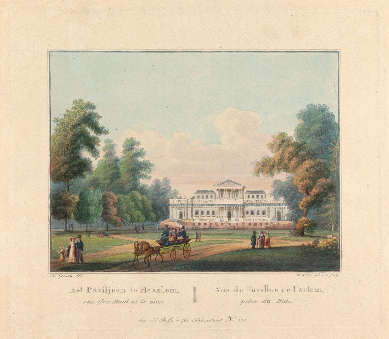 Welgelegen: Ansicht des Pavillons von Harlem vom Wald aus gesehen von William H. Hoogkamer