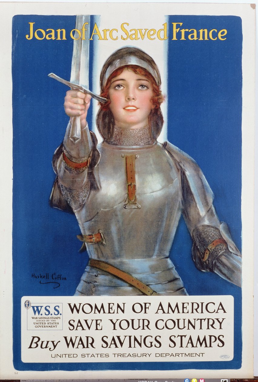 Johanna von Orleans rettete Frankreich, United States War Savings Stamps Poster, 1918 von William Haskell Coffin