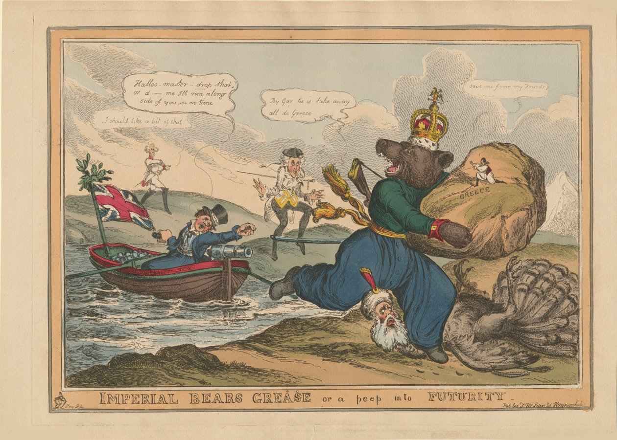 Imperial Bears Grease Greece oder ein Blick in die Zukunft. Karikatur über den Russisch-Türkischen Krieg von William Heath