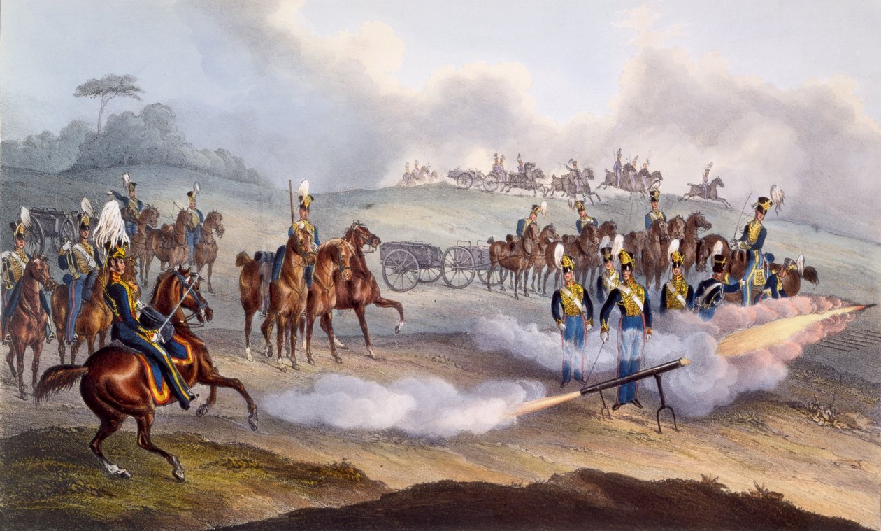 Die britische königliche Pferdeartillerie - Raketentrupp, 1835 von William Heath
