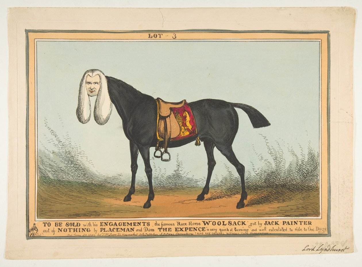 Zu verkaufen mit allen Verpflichtungen - Das berühmte Rennpferd Woolsack von William Heath