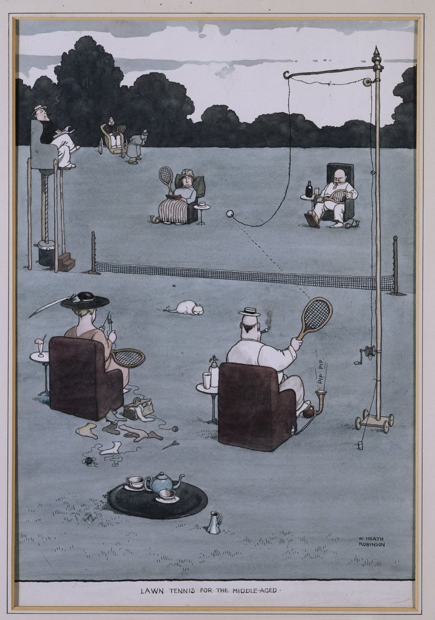 Rasen-Tennis für die Mittelalterlichen von William Heath Robinson