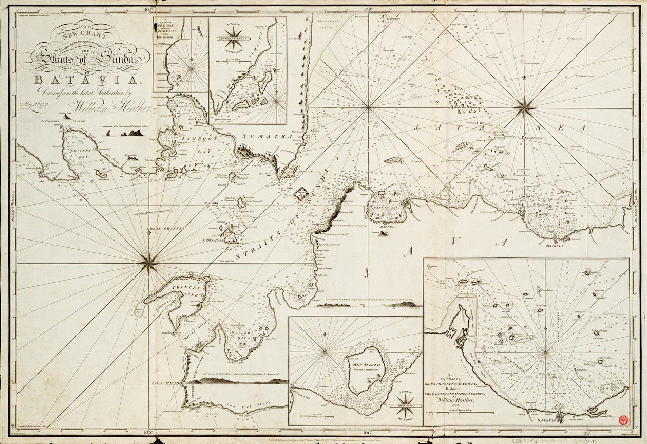 Navigation durch die Sundastraße nach Batavia von William Heather