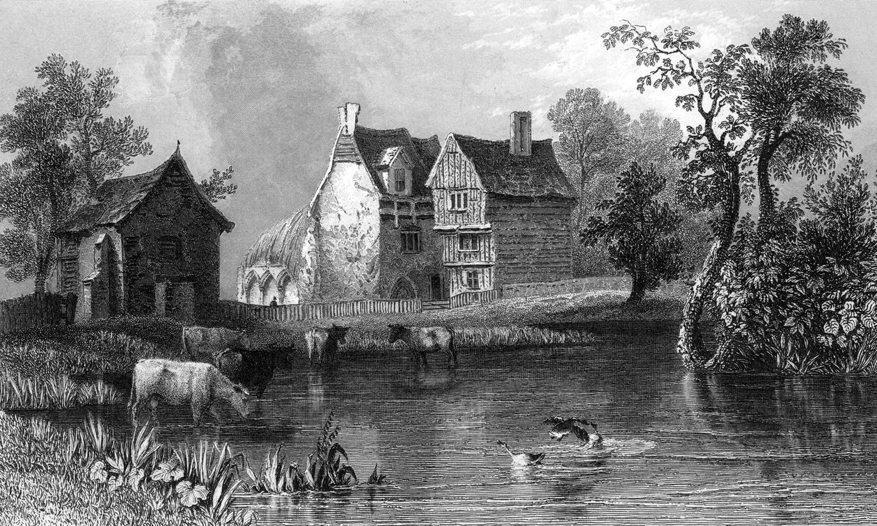 Beleigh Abbey, bei Maldon, Essex, graviert von Charles Mottram, 1832 von William Henry Bartlett