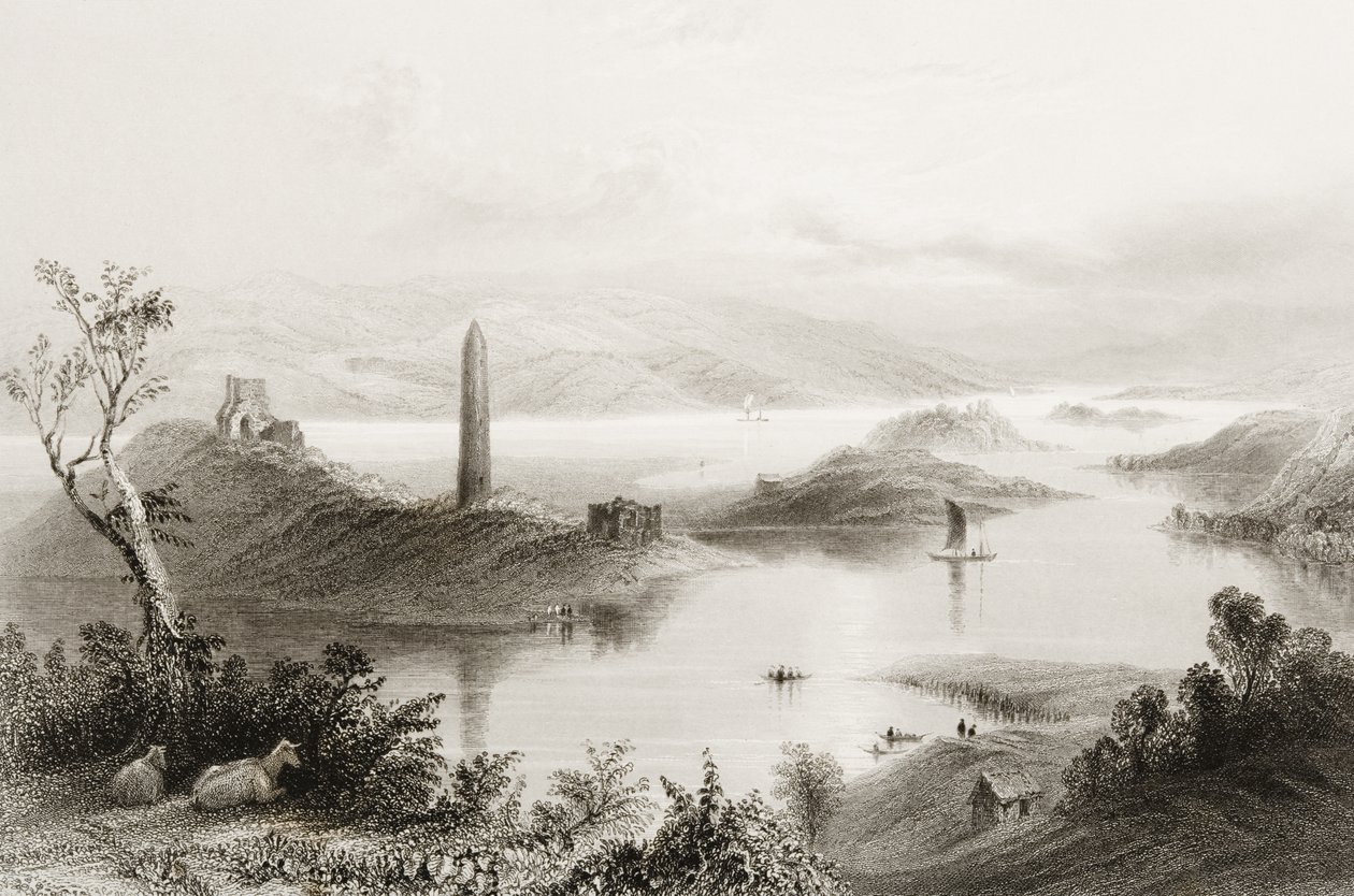 Devenish Island, County Fermanagh, Irland, aus 