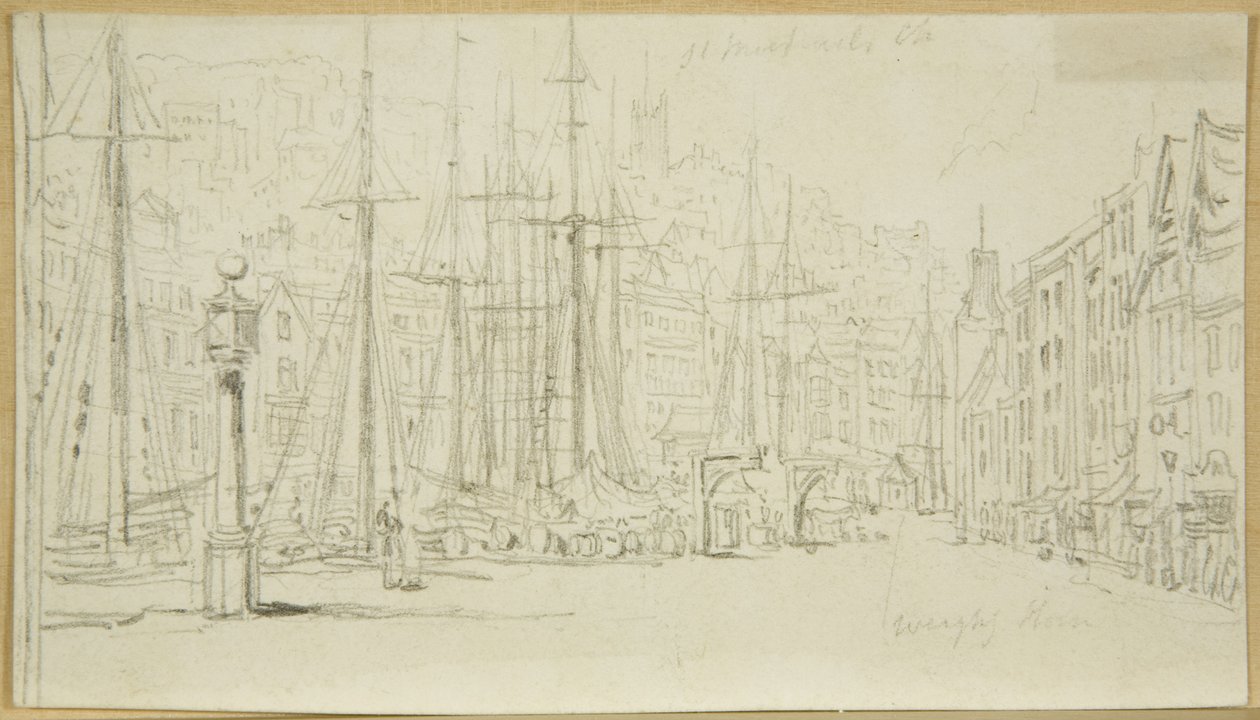 Blick entlang Broad Quay vom Zifferblatt von William Henry Bartlett