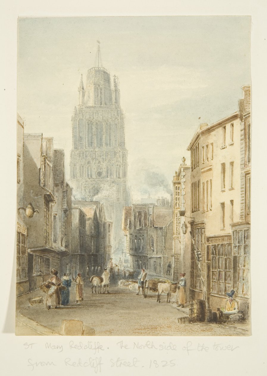 Nordansicht der St. Mary Redcliffe Kirche von der Redcliffe Street von William Henry Bartlett