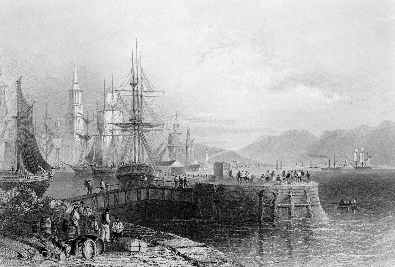 Port Glasgow, graviert von J.W. Appleton, 1841 von William Henry Bartlett