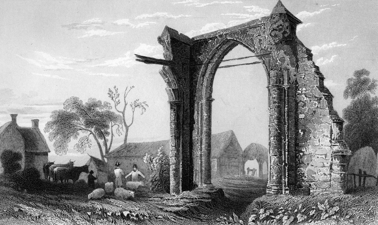 Überreste des Bycknacre Priory, Essex, graviert von William Tombleson von William Henry Bartlett