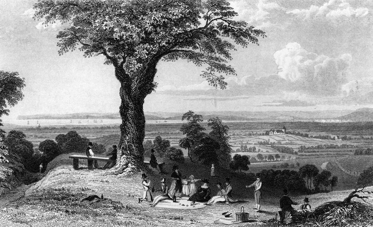 Szene vom Laindon Hill, bei Horndon, Essex, graviert von Henry Wallis, 1832 von William Henry Bartlett