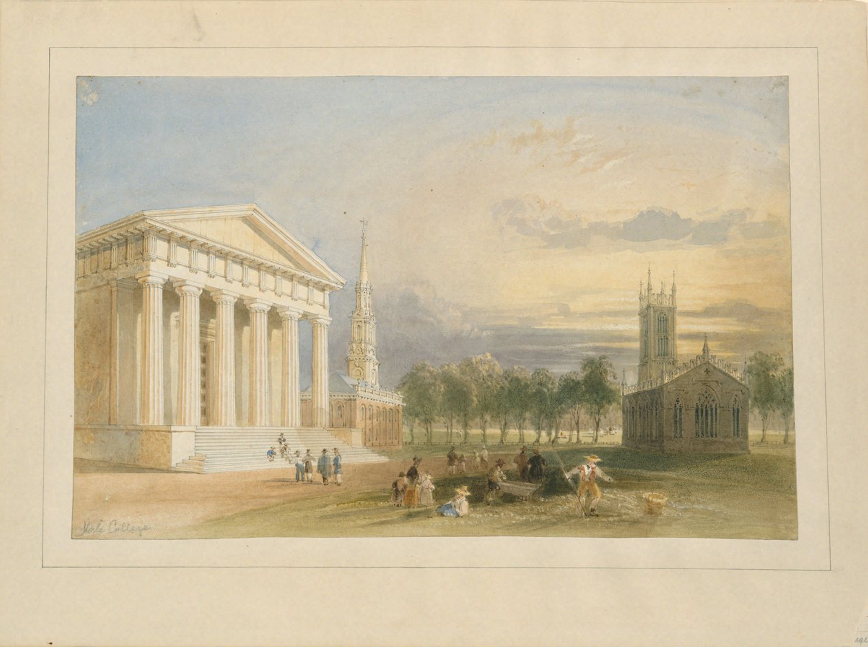 Studie für Bartletts Ansicht des Yale College und des Statehouse von William Henry Bartlett
