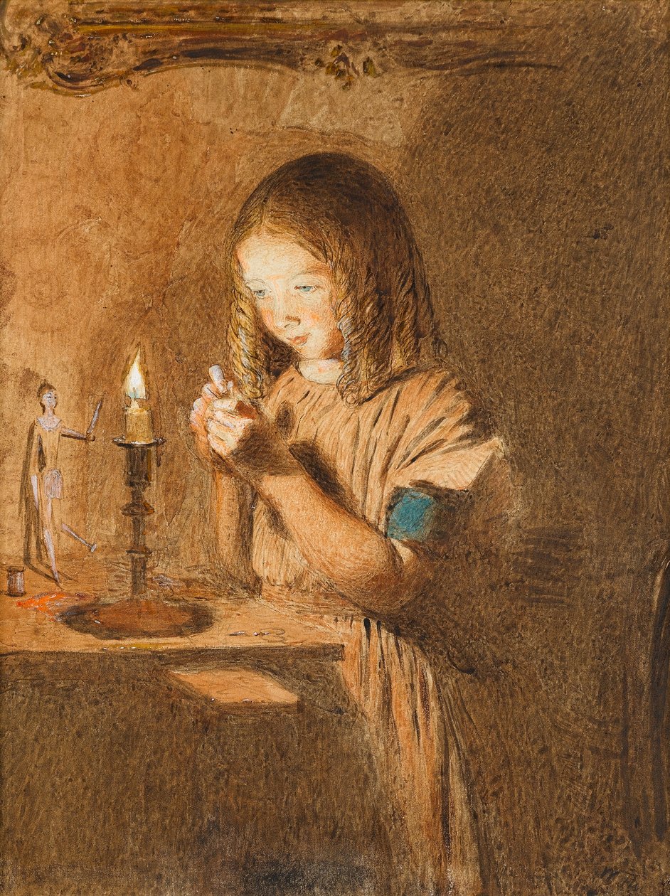 Einen Faden einfädeln: Die junge Näherin, ca. 1845 von William Henry Hunt