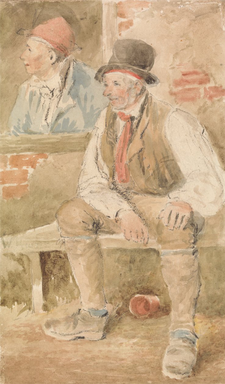 Zwei Bauern an einem Fenster von William Henry Hunt