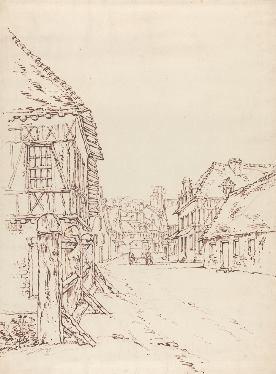 Blick auf eine Straße in einer französischen Stadt von William Henry Hunt
