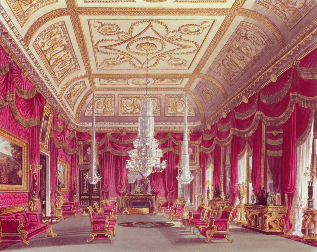 Das Karmesinrote Zeichenzimmer, Carlton House aus Pyne