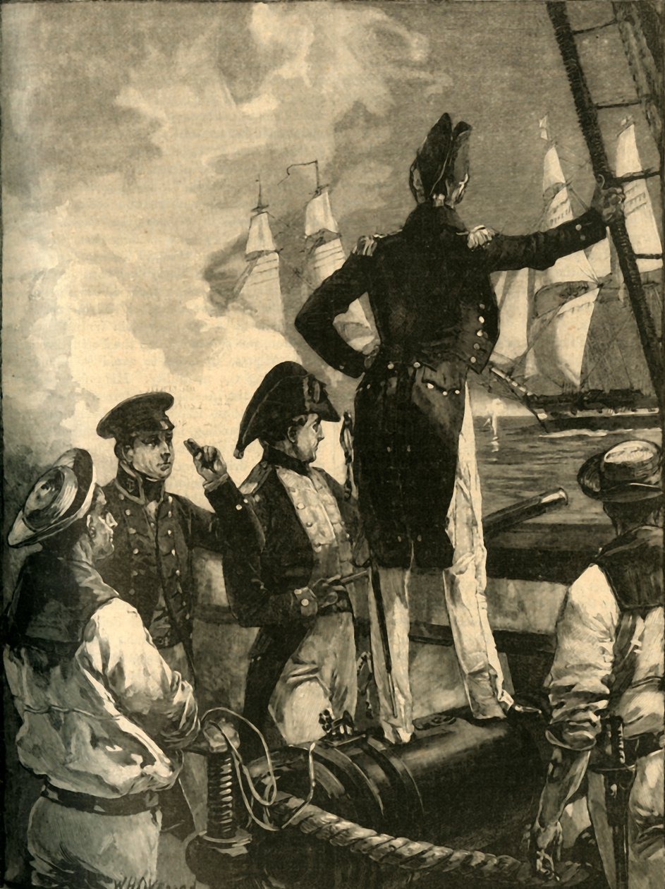 Kapitän William Walpole fängt die Schiffe des Herzogs von Saldanha ab, Liberale Kriege, 1829, um 1890 von William Heysham Overend