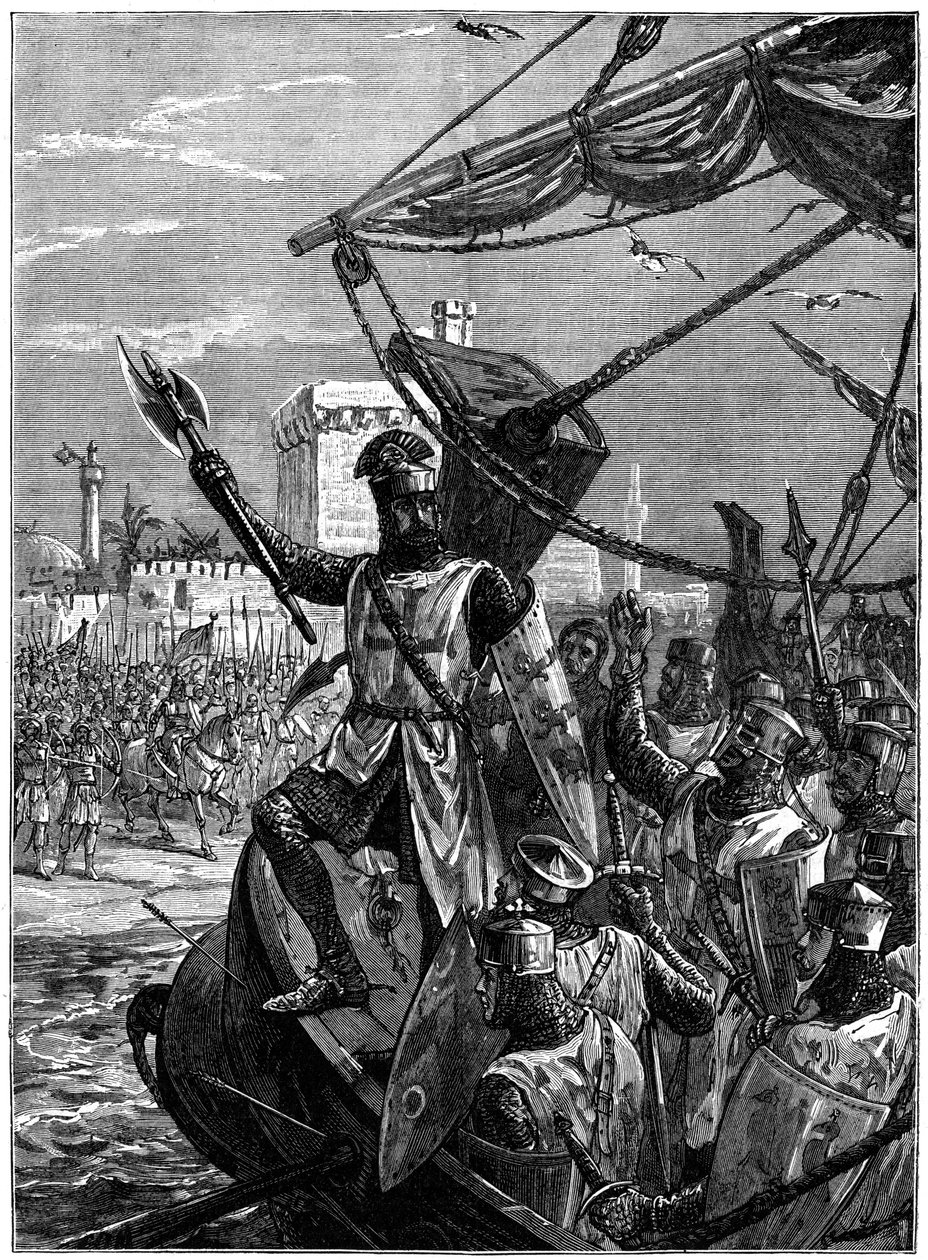 Richard I., Löwenherz landet in Jaffa Joppa, September 1191, ca. 1880 von William Heysham Overend