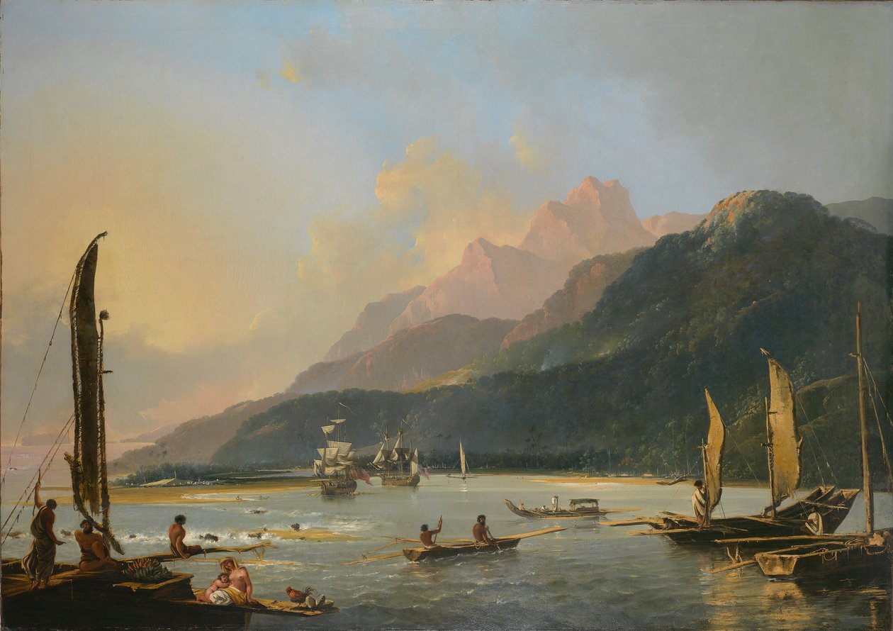 Ansicht der Maitavie-Bucht, auf der Insel Otaheite (Tahiti) von William Hodges