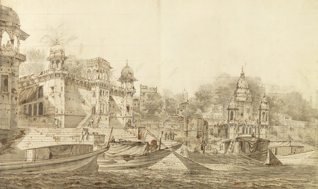 Ansicht eines Teils der Stadt Benares, ca. 1781 von William Hodges