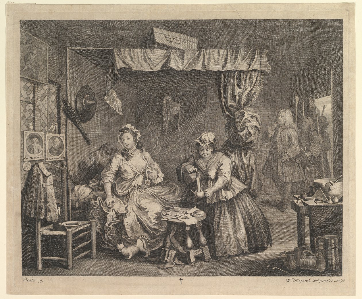 Der Lebensweg einer Dirne, Tafel 3, April 1732 von William Hogarth