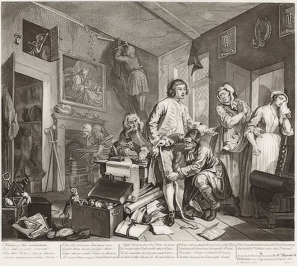 Der Weg eines Liederlichen, Blatt 1: Die Erbschaft. 1735 von William Hogarth