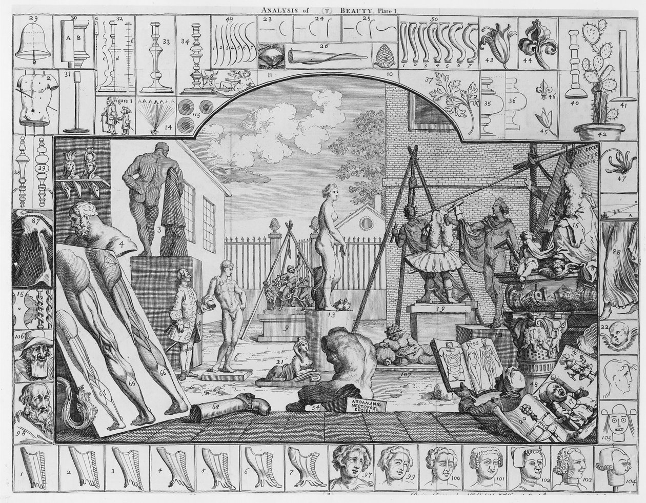 Analyse der Schönheit, Tafel 1, 1753 von William Hogarth