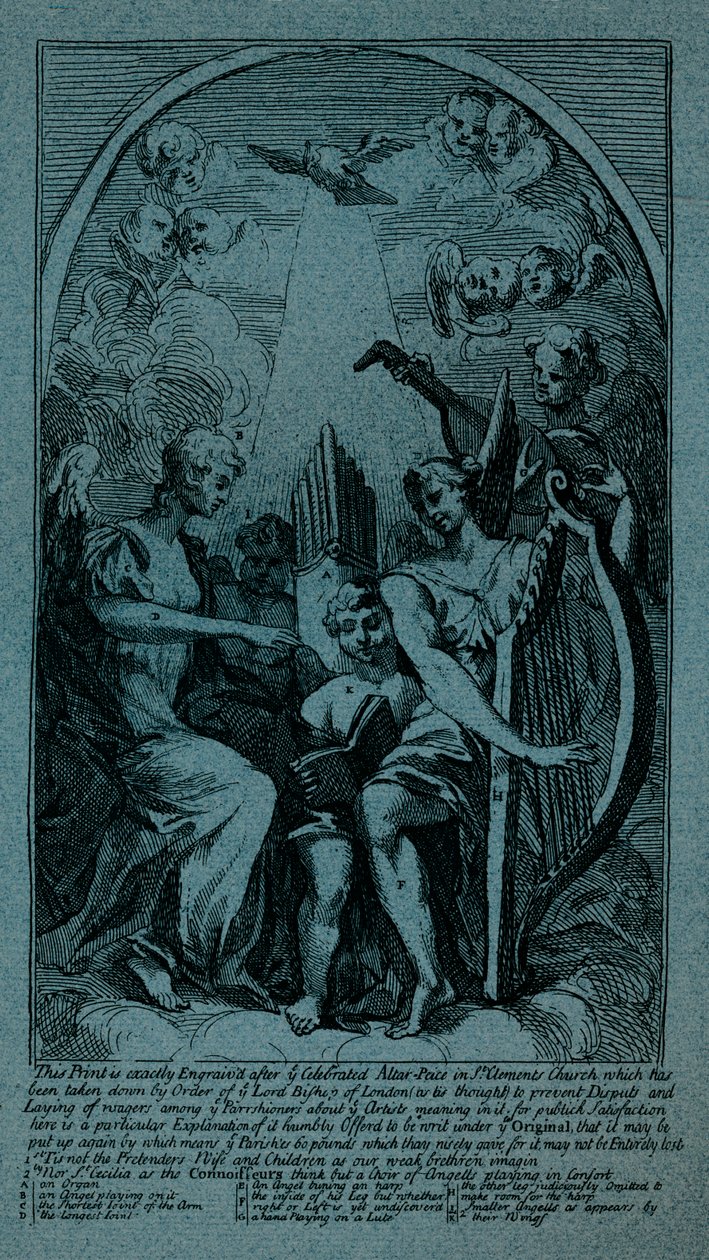 Burleske auf Kents Altarbild in St Clement Danes von William Hogarth