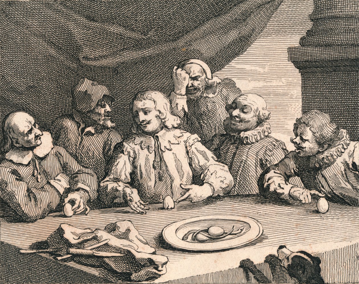 Christoph Kolumbus knackt das Ei, 1753 von William Hogarth