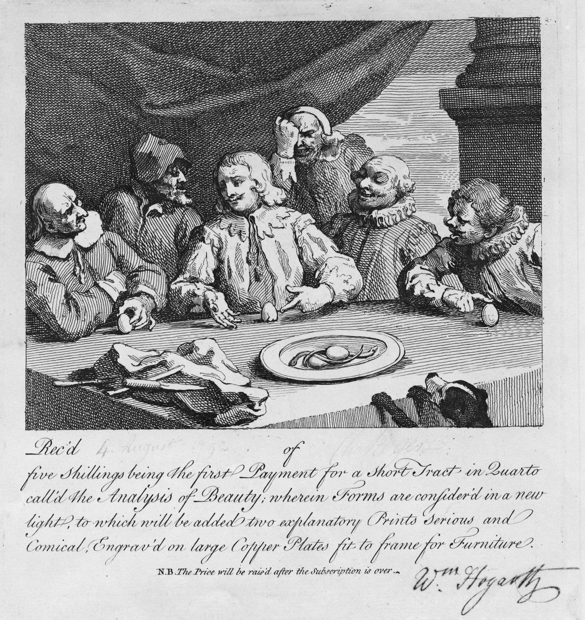 Kolumbus bricht das Ei, 1752 von William Hogarth
