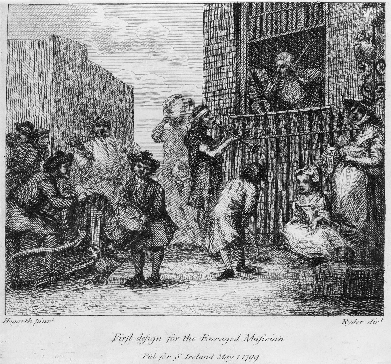 Erster Entwurf für Der wütende Musiker, 1799 von William Hogarth
