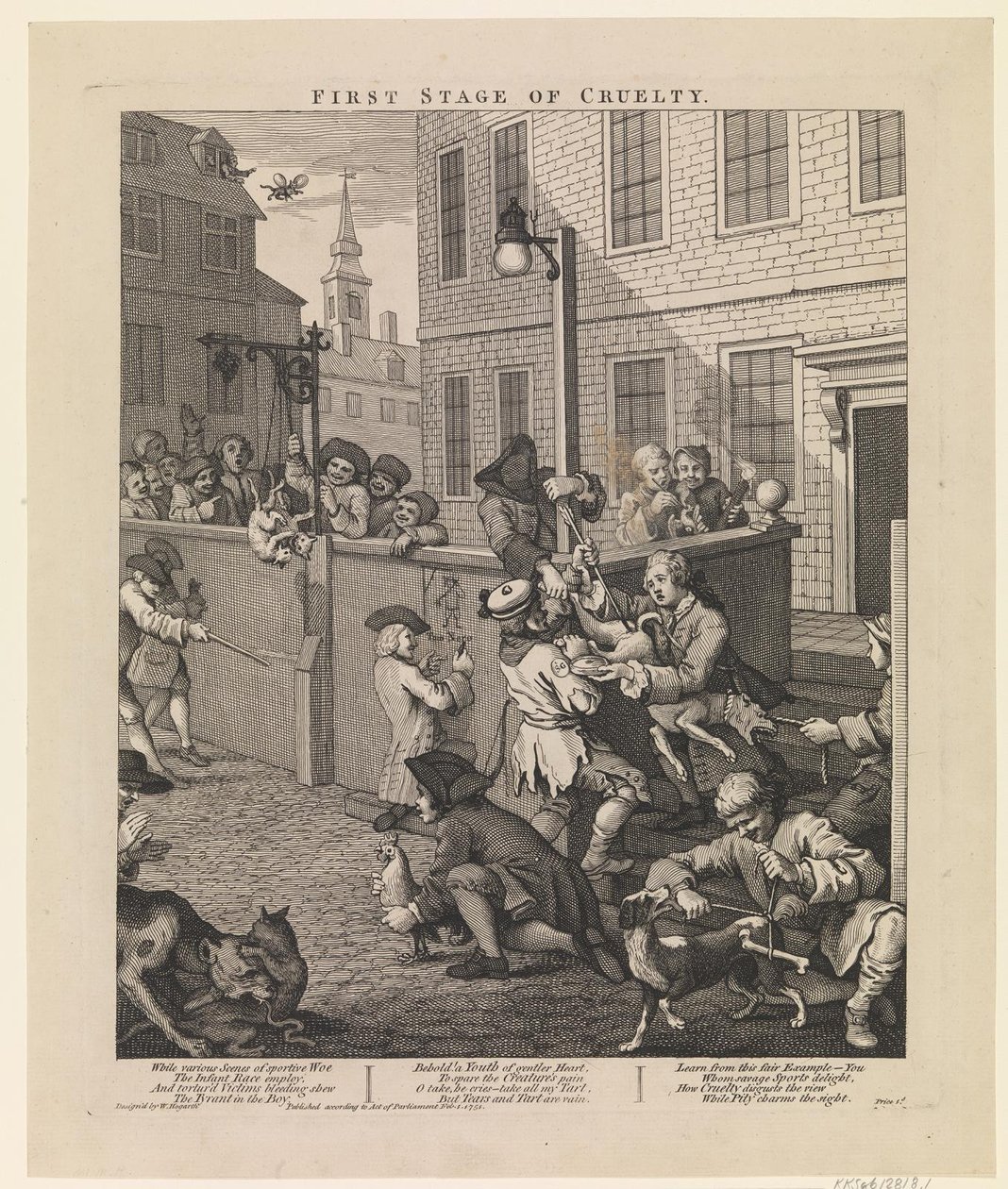 Erste Stufe der Grausamkeit von William Hogarth
