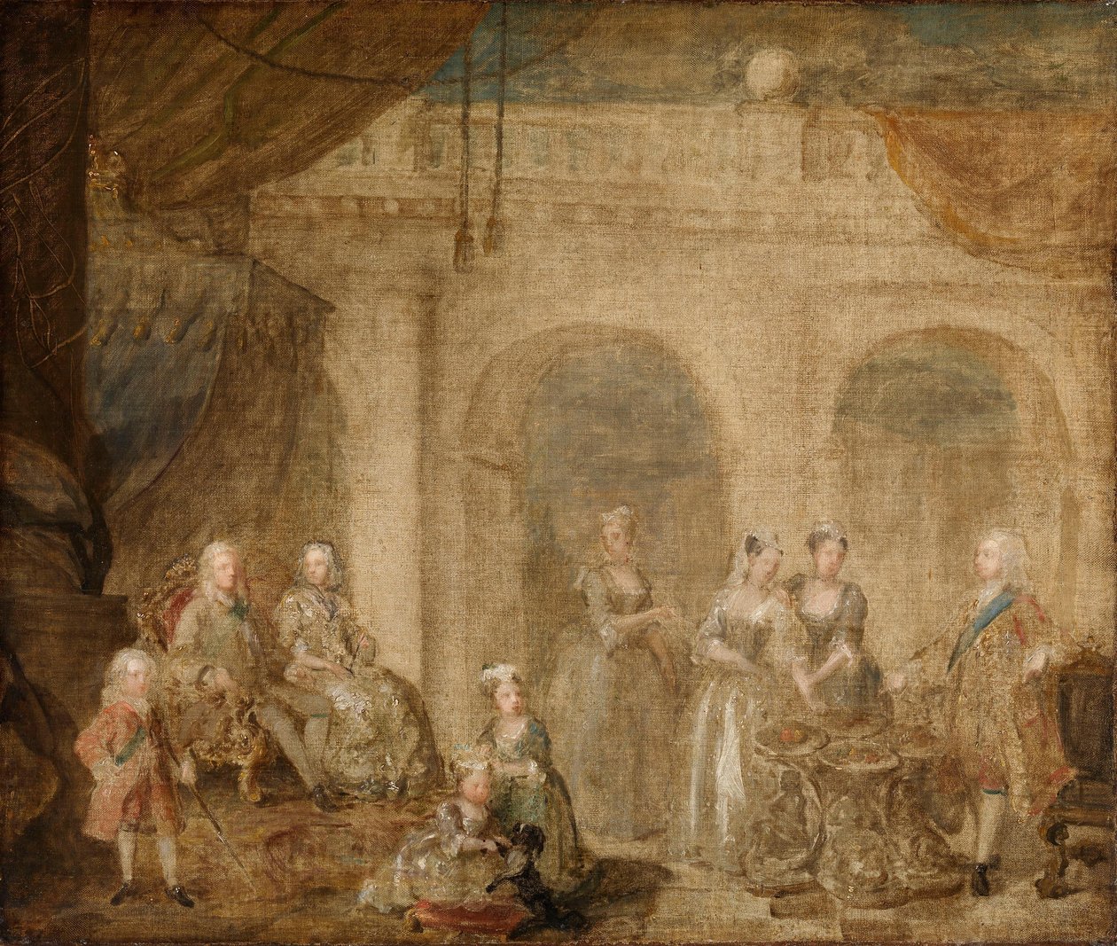 George II., König von England und seine Familie von William Hogarth
