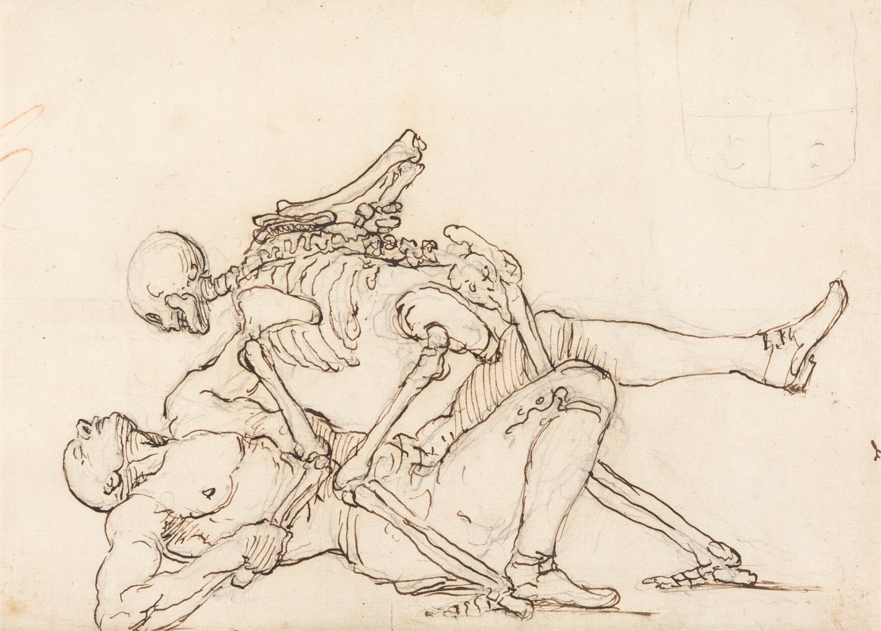 George Taylors Epitaph: Der Tod gibt George Taylor einen Cross Buttock von William Hogarth