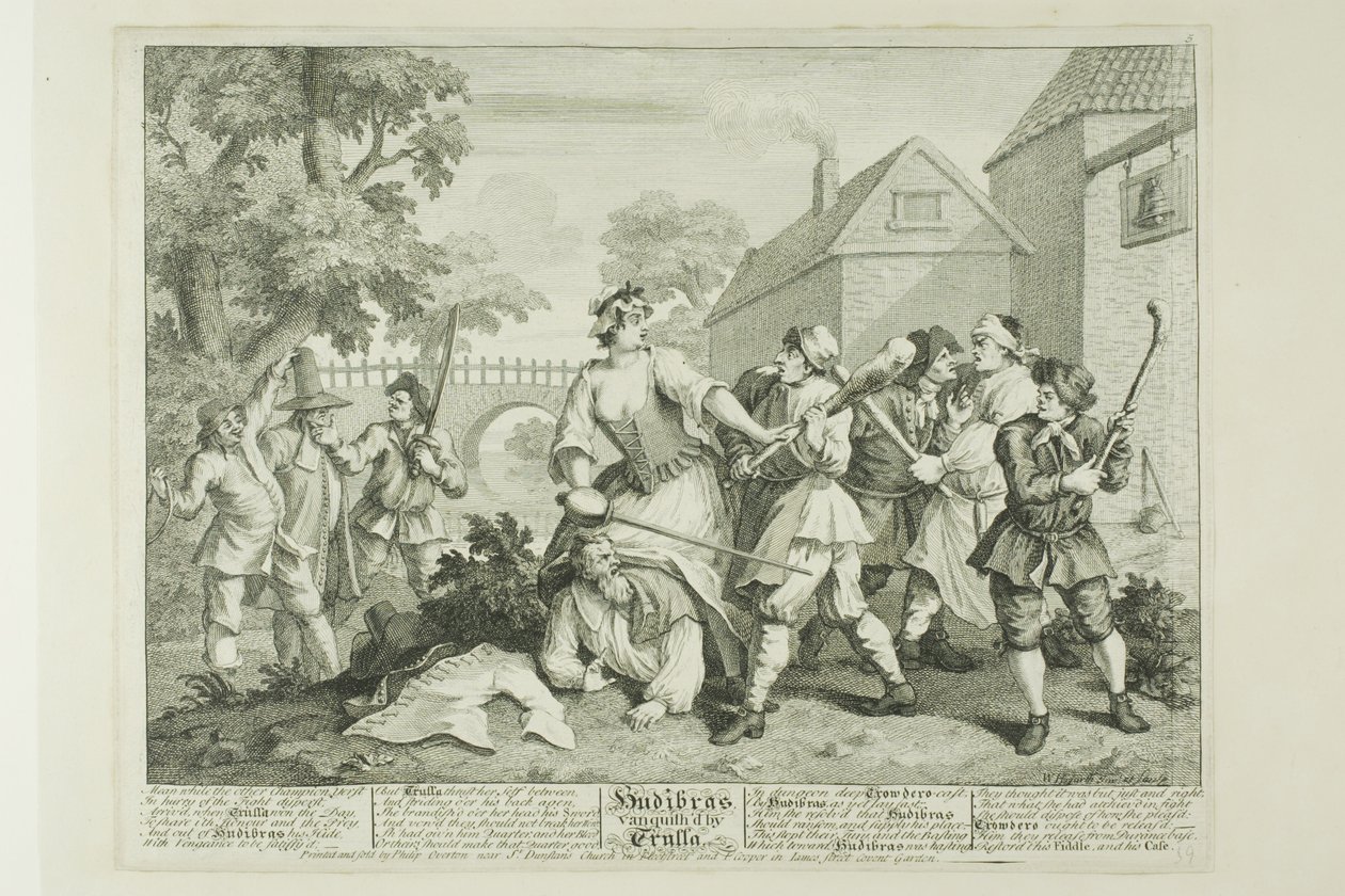 Hudibras von Trulla besiegt, Platte fünf aus Hudibras von William Hogarth