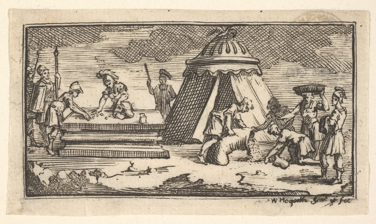 Gerste statt Weizen ausgegeben [erste Version] John Beaver, Römische Militärstrafe von William Hogarth