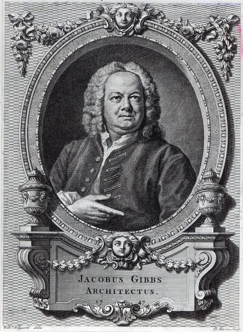 James Gibbs, graviert von Bernard Baron, 1747 von William Hogarth