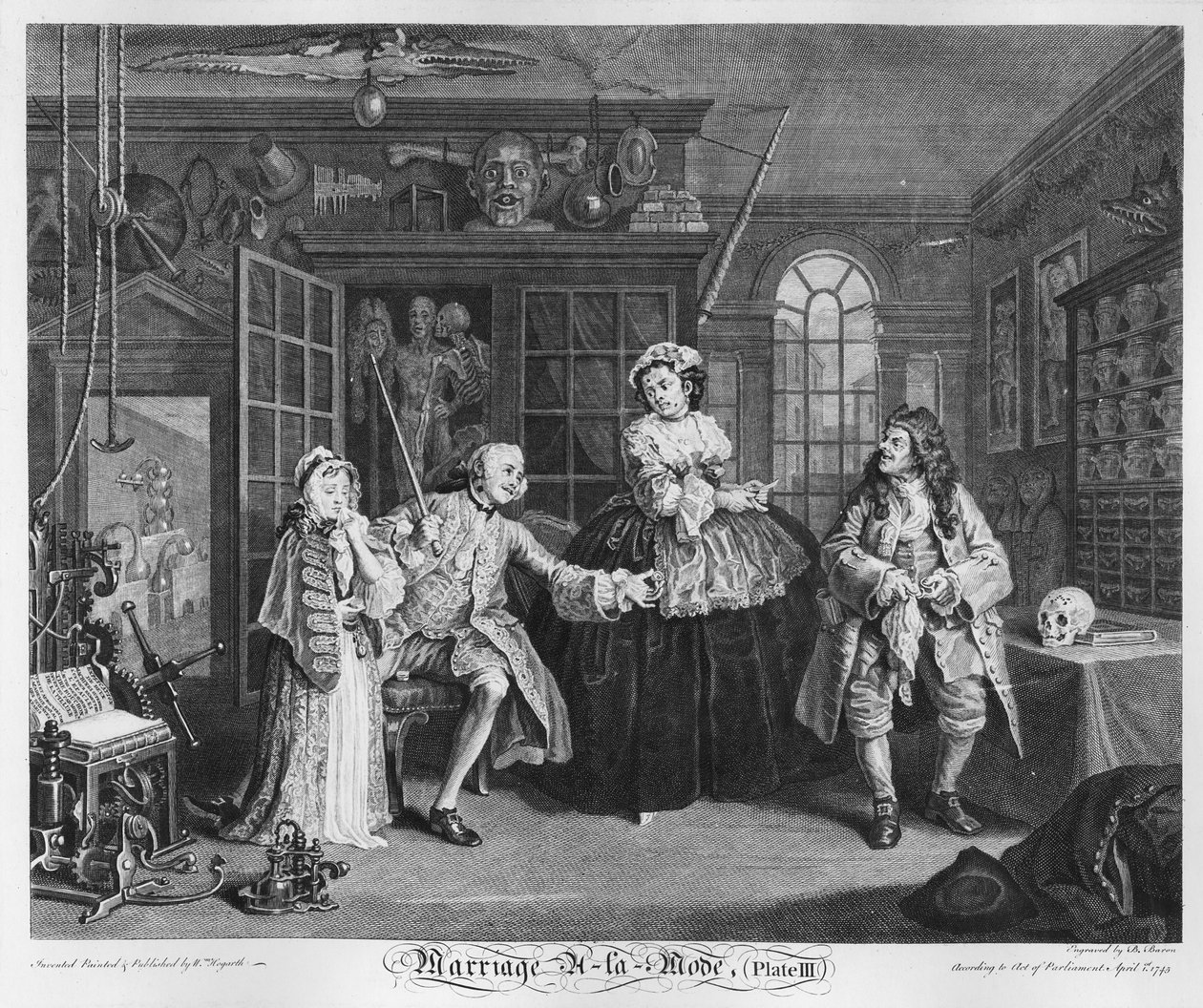 Heirat à la Mode, Platte III, Die Inspektion, 1745 von William Hogarth