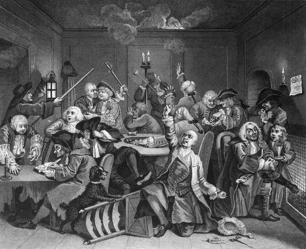 Szene VI: Der Wüstling im Spielhaus von William Hogarth