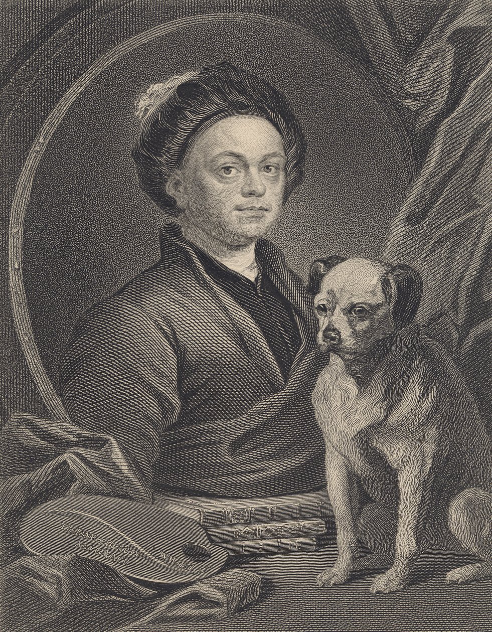 Selbstporträt, graviert von J. Mollison von William Hogarth