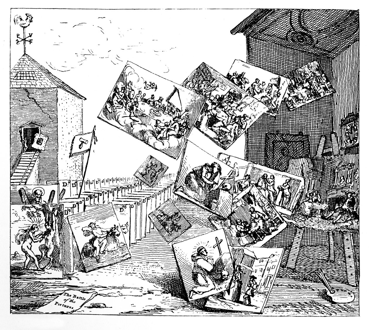 Die Schlacht der Bilder, 1745 von William Hogarth