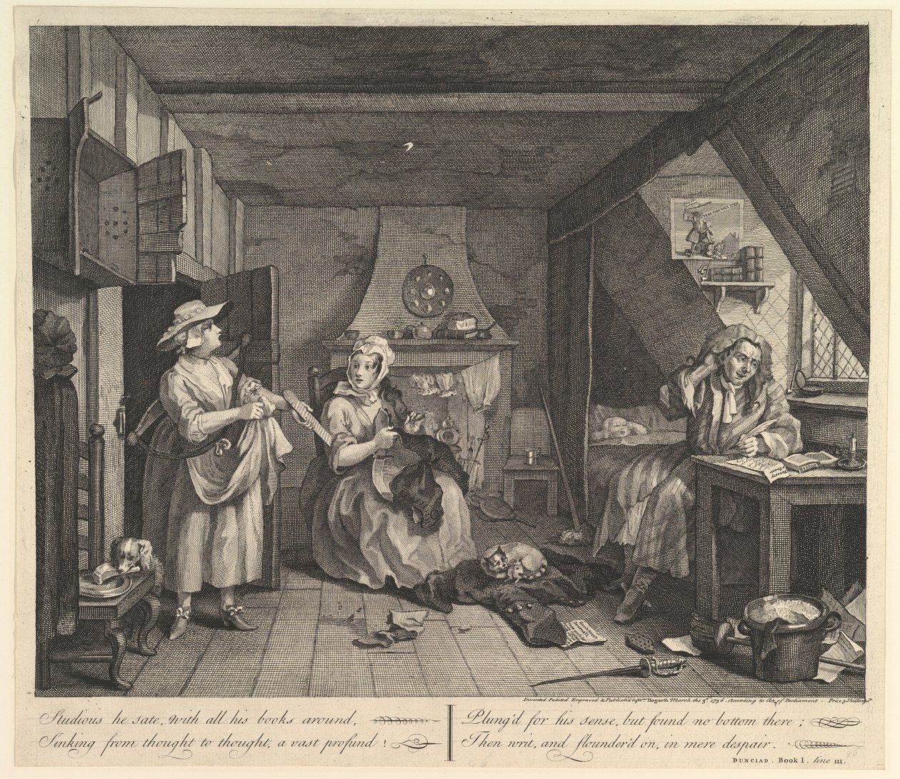 Der bedrängte Dichter von William Hogarth
