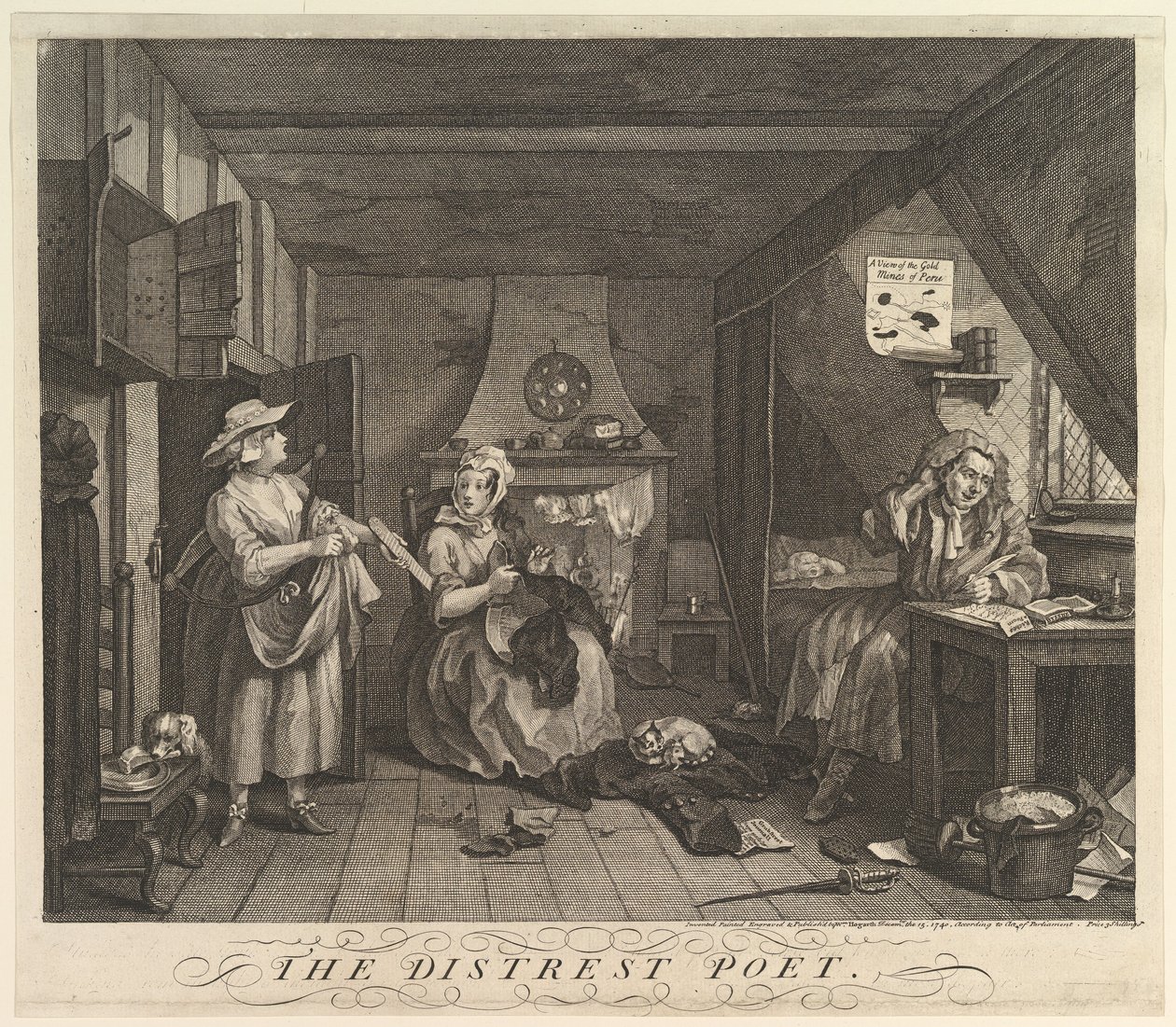 Der bedrängte Dichter (15. Dezember 1740) von William Hogarth