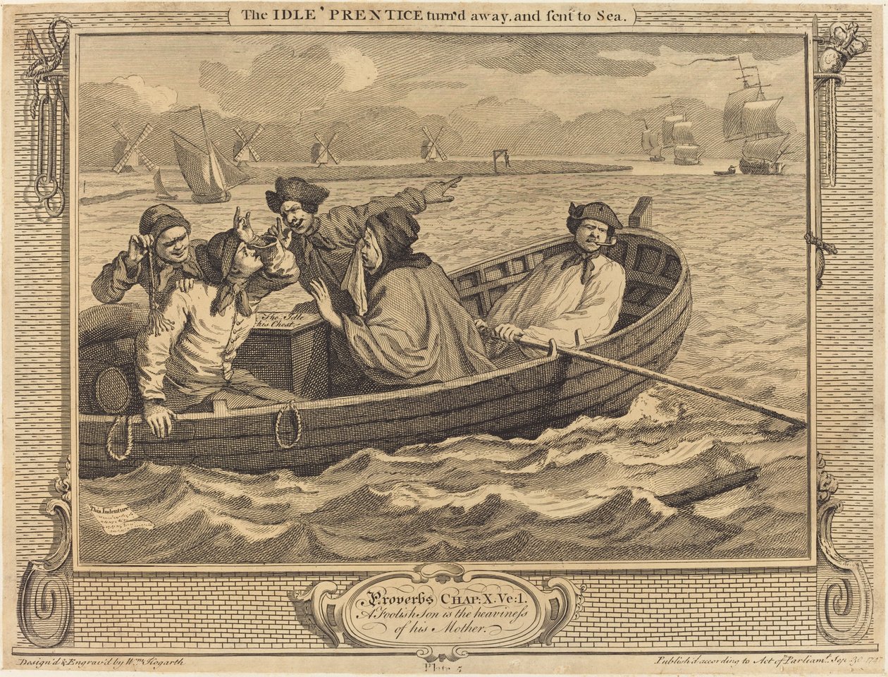 Der faule Lehrling wird weggeschickt und zur See geschickt von William Hogarth