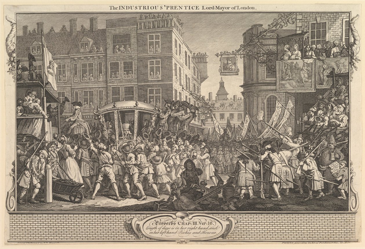 Der fleißige Lehrling, Bürgermeister von London: Fleiß und Faulheit, Platte, 30. September 1747 von William Hogarth