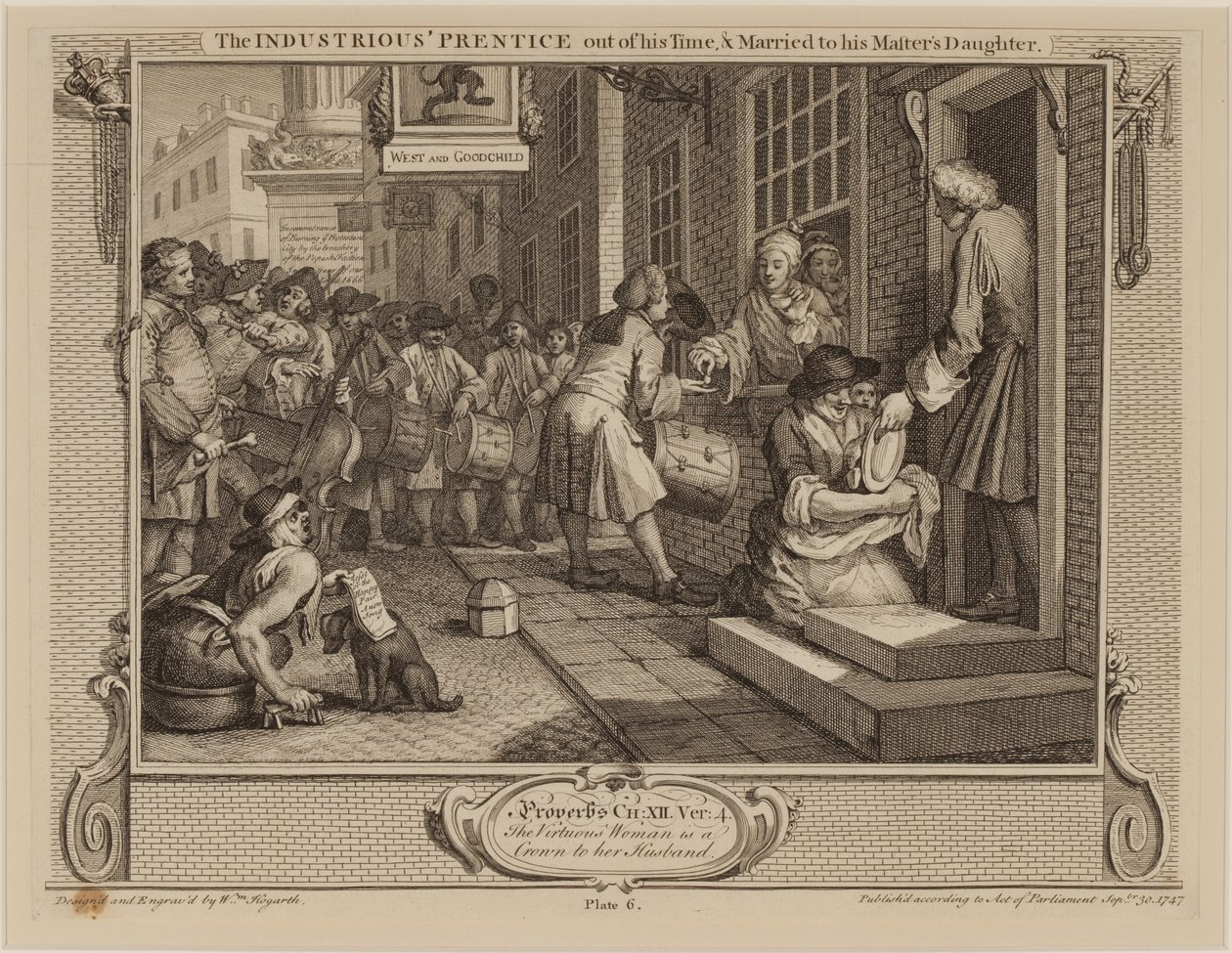 Der fleißige Lehrling nach seiner Zeit und verheiratet mit der Tochter seines Meisters von William Hogarth