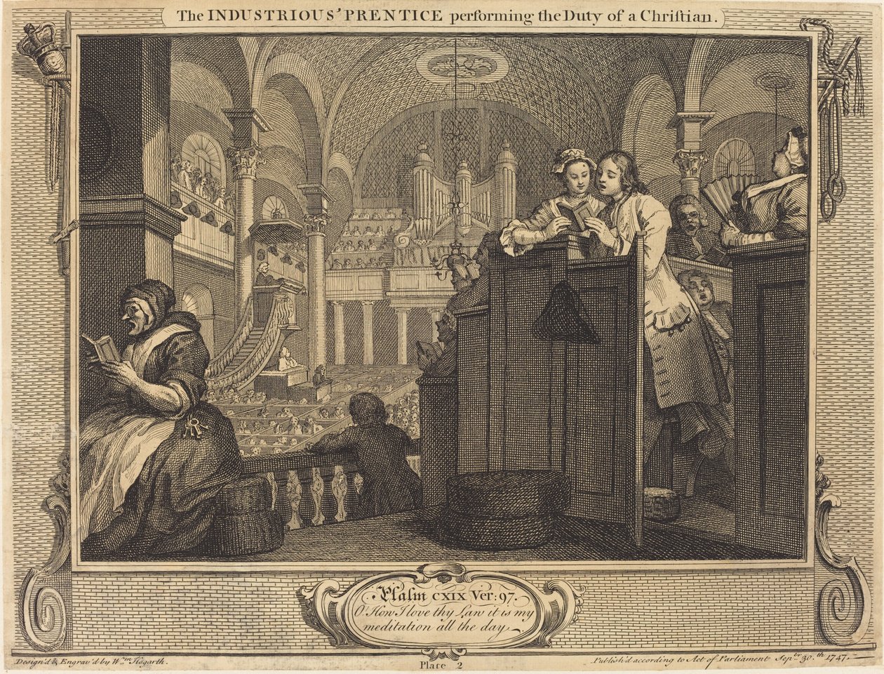 Der fleißige Lehrling, der die Pflichten eines Christen erfüllt von William Hogarth
