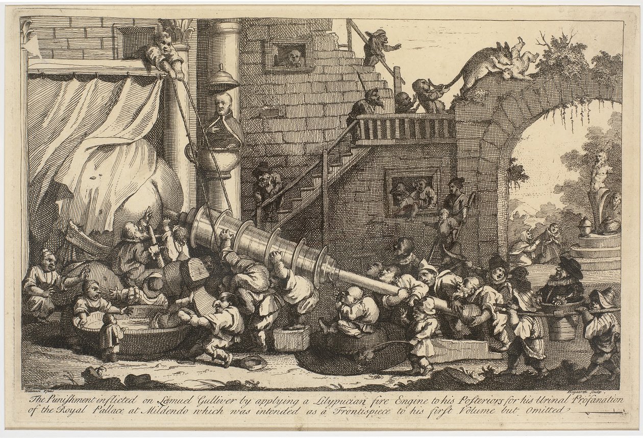 Die Bestrafung von Lemuel Gulliver von William Hogarth