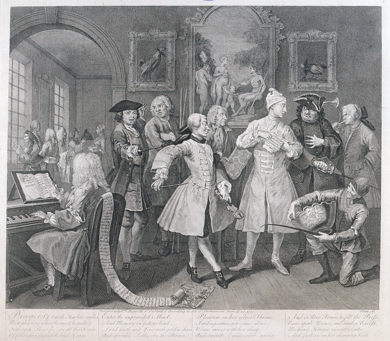 Der Wüstling, Platte II, aus A Rakes Progress, 1735 von William Hogarth