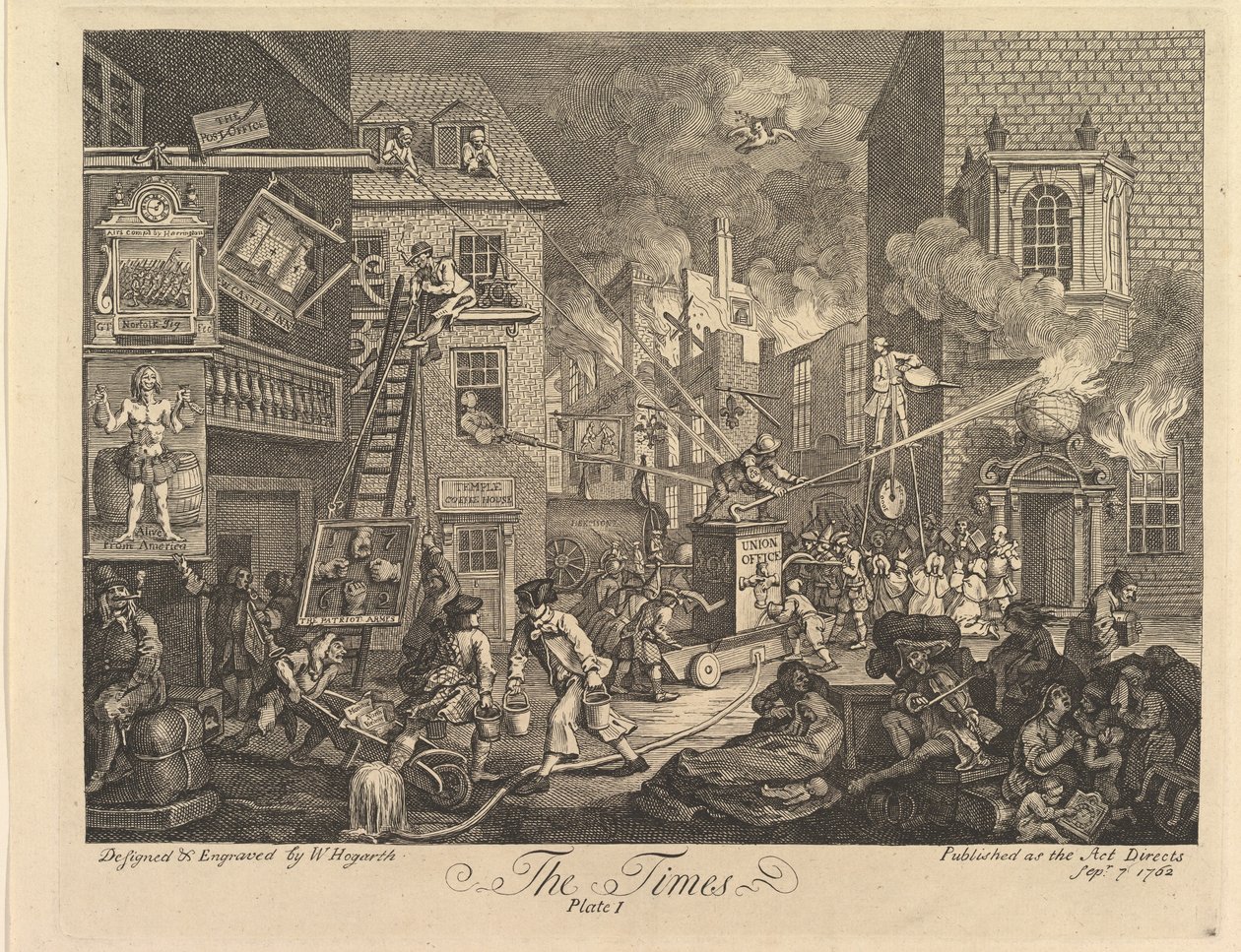 Die Zeiten, Platte 1 von William Hogarth
